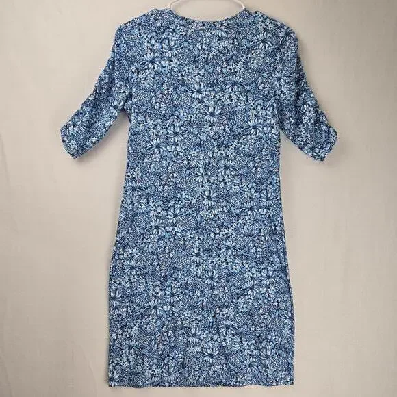 Lilly Pulitzer Dress Blue Blooming Together Flowers Size XS - Picture 3 of 9